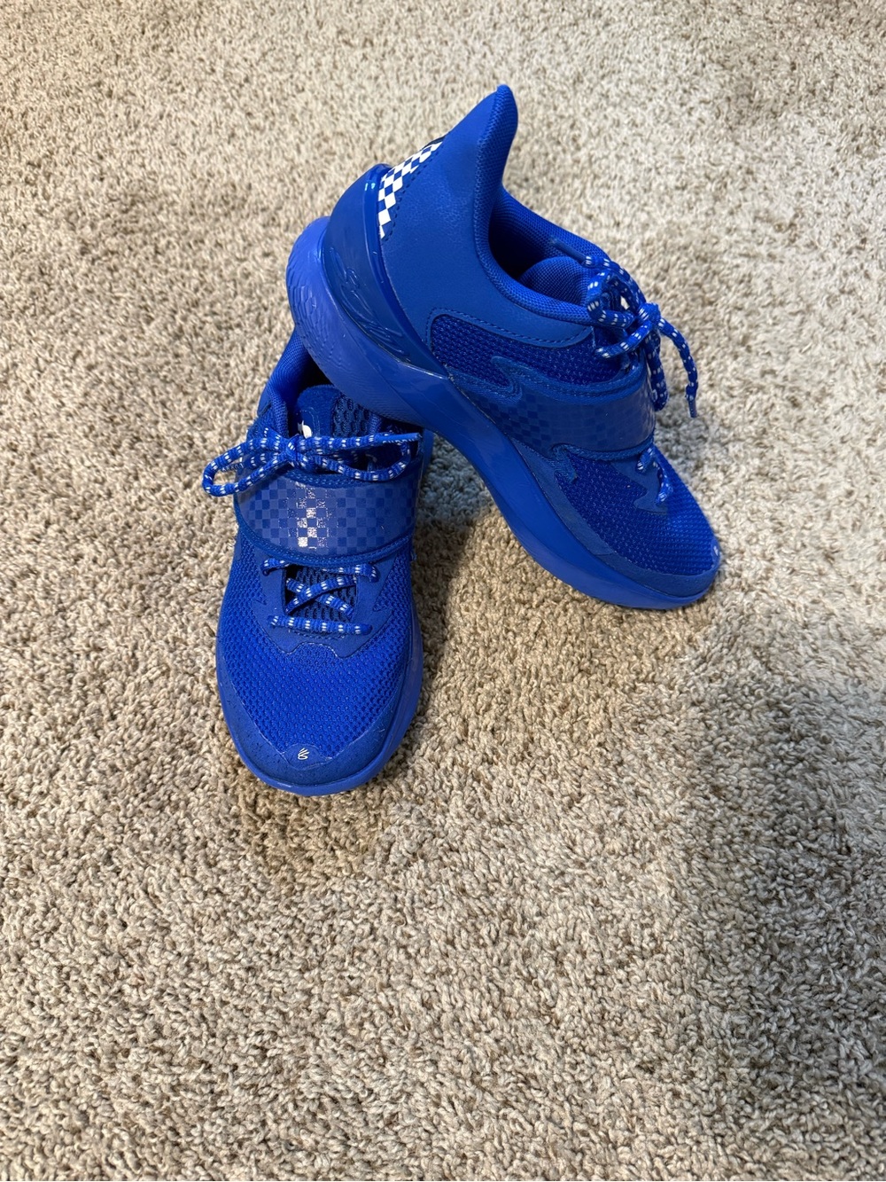 Under Armour Kids Royal Blue Sneakers with Checker Strap